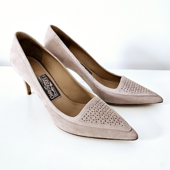 Salvatore Ferragamo suede pump pointed toe Size 7 US / 7cm heels "Pauleen" - Picture 2 of 16